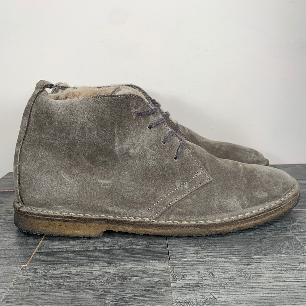 J. Crew MacAlister Shearling Lined Suede Crepe Sole Chukka Boots Mens 12